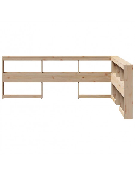Testiera Libreria a L 150 cm in Legno Massello di Pino
