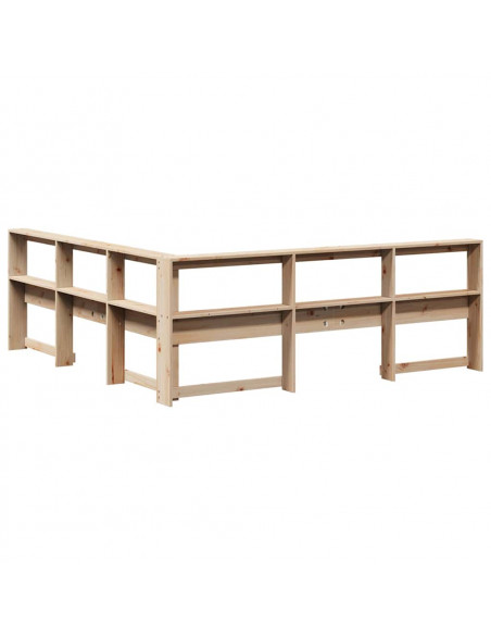 Testiera Libreria a L 180 cm in Legno Massello di Pino