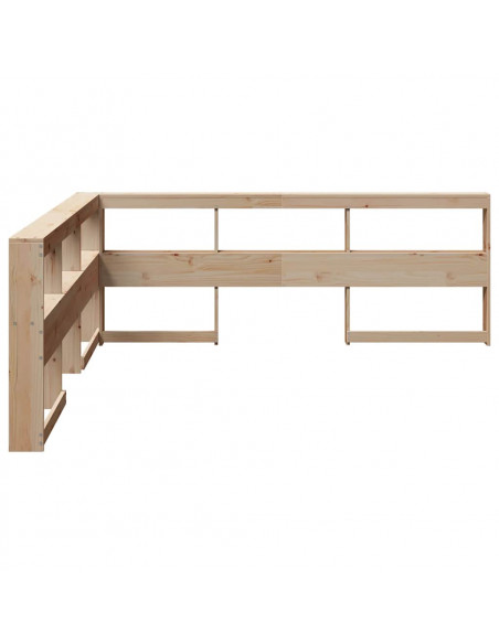Testiera Libreria a L 200 cm in Legno Massello di Pino