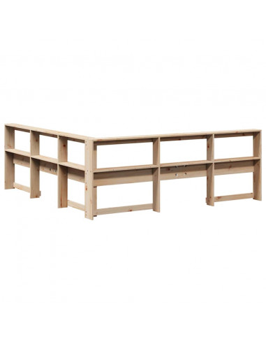 Testiera Libreria a L 200 cm in Legno Massello di Pino