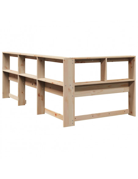 Testiera Libreria a L 75 cm in Legno Massello di Pino