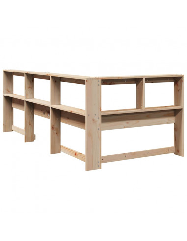 Testiera Libreria a L 80 cm in Legno Massello di Pino