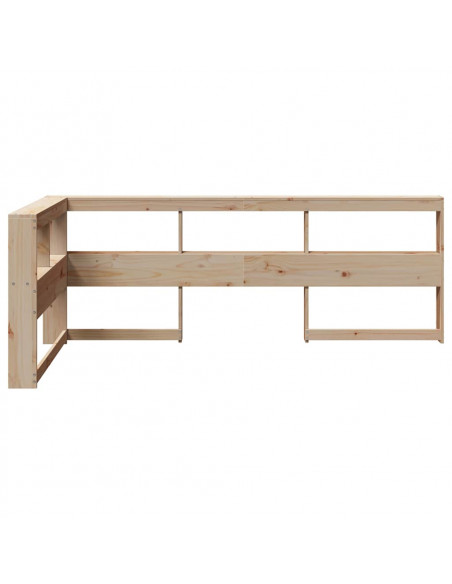 Testiera Libreria a L 90 cm in Legno Massello di Pino