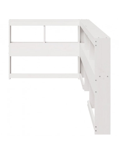 Testiera Libreria a L Bianca 100 cm in Legno Massello di Pino