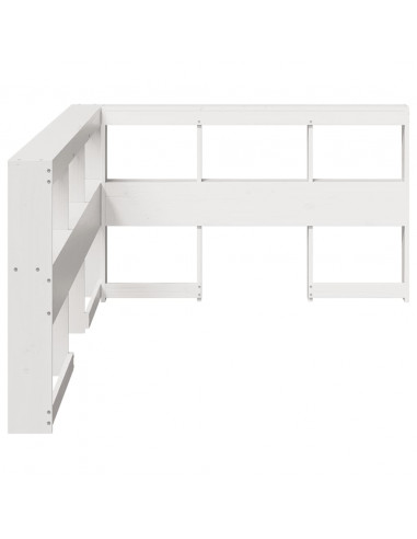 Testiera Libreria a L Bianca 120 cm in Legno Massello di Pino