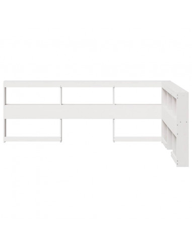 Testiera Libreria a L Bianca 120 cm in Legno Massello di Pino