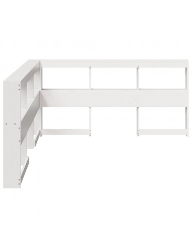 Testiera libreria a L bianca 135 cm in legno massello di pino