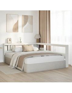 Testiera Libreria a L Bianca 140 cm in Legno Massello di Pino 2