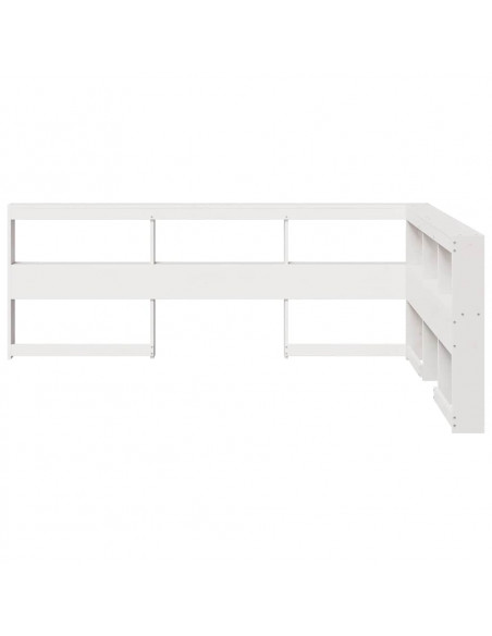 Testiera Libreria a L Bianca 140 cm in Legno Massello di Pino