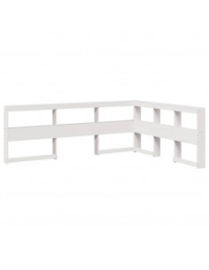 Testiera Libreria a L Bianca 140 cm in Legno Massello di Pino