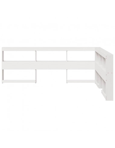 Testiera Libreria a L Bianca 140 cm in Legno Massello di Pino