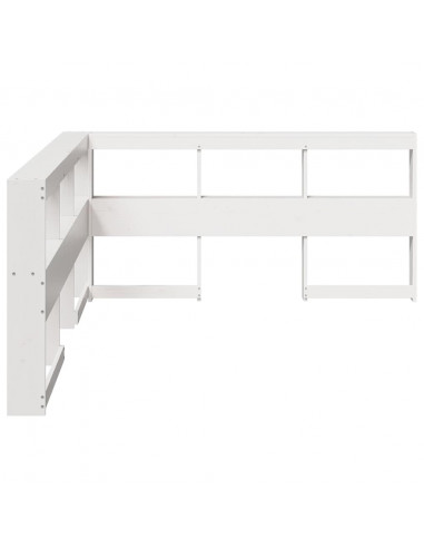 Testiera Libreria a L Bianca 140 cm in Legno Massello di Pino