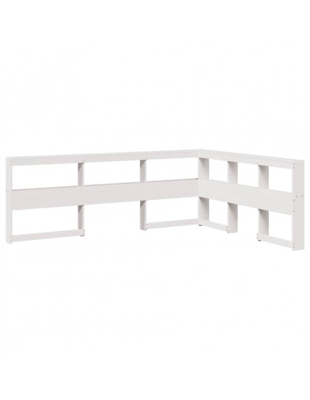 Testiera Libreria a L Bianca 150 cm in Legno Massello di Pino