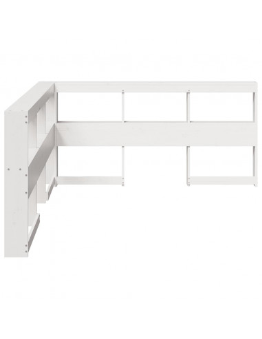 Testiera Libreria a L Bianca 150 cm in Legno Massello di Pino