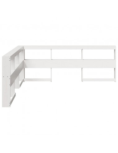 Testiera Libreria a L Bianca 200 cm in Legno Massello di Pino