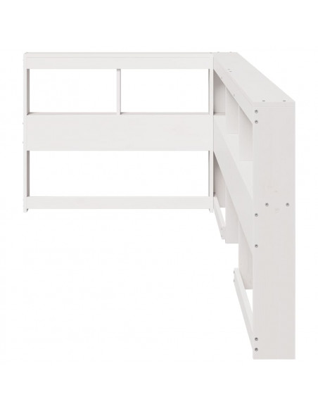 Testiera Libreria a L Bianca 75 cm in Legno Massello di Pino