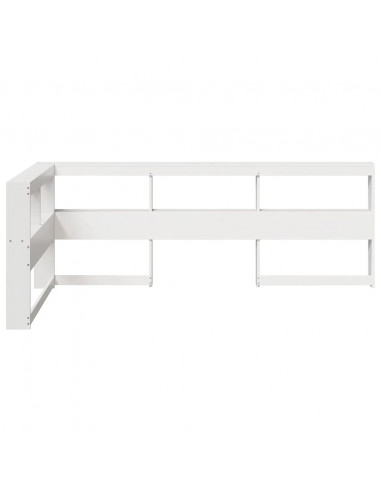 Testiera Libreria a L Bianca 75 cm in Legno Massello di Pino