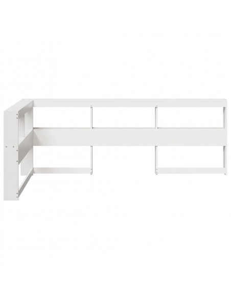 Testiera Libreria a L Bianca 75 cm in Legno Massello di Pino