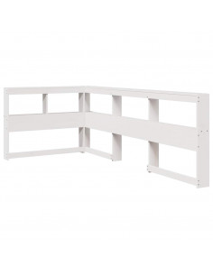 Testiera Libreria a L Bianca 80 cm in Legno Massello di Pino