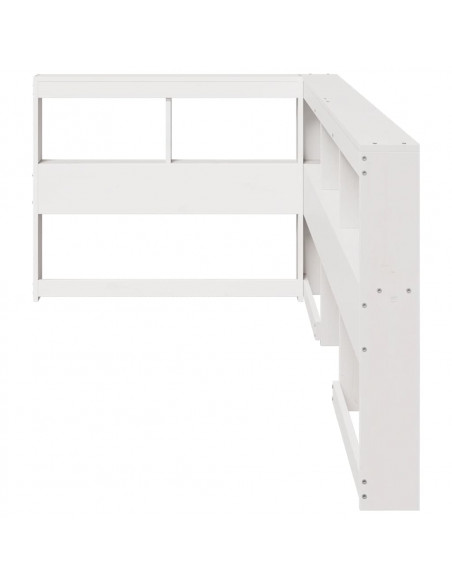 Testiera Libreria a L Bianca 80 cm in Legno Massello di Pino