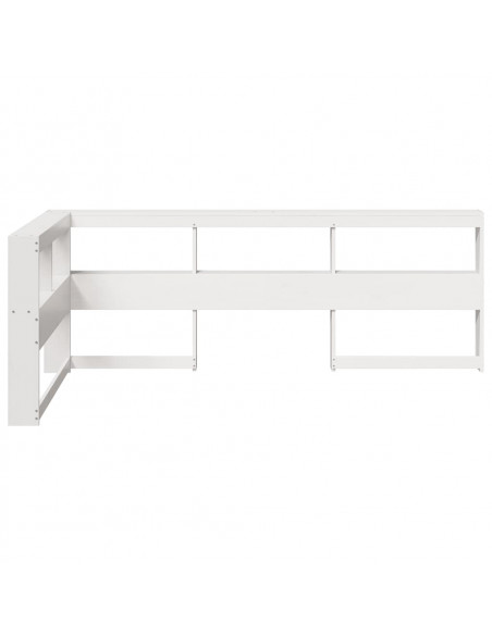 Testiera Libreria a L Bianca 80 cm in Legno Massello di Pino