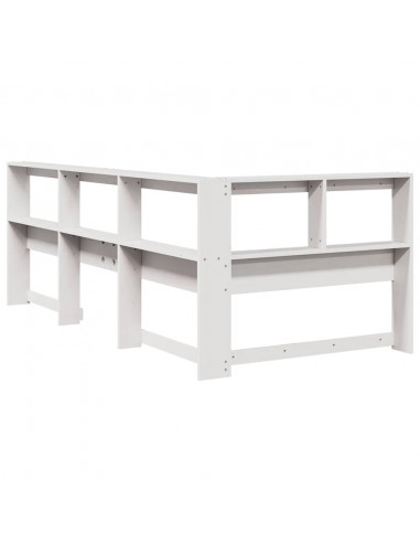 Testiera Libreria a L Bianca 80 cm in Legno Massello di Pino