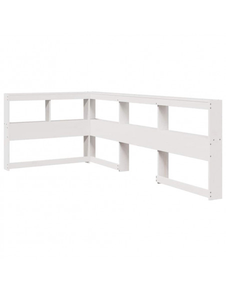Testiera Libreria a L Bianca 90 cm in Legno Massello di Pino