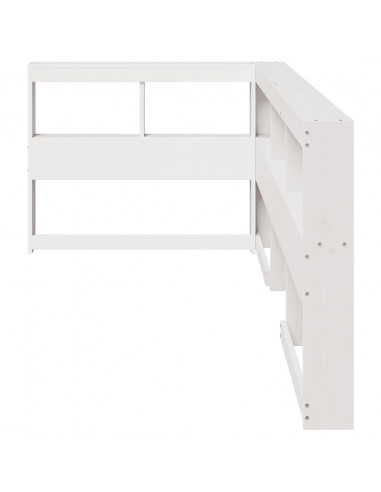 Testiera Libreria a L Bianca 90 cm in Legno Massello di Pino