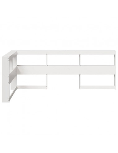 Testiera Libreria a L Bianca 90 cm in Legno Massello di Pino