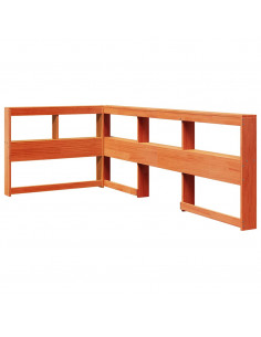 Testiera Libreria a L Marrone Cera 100cm Legno Massello di Pino