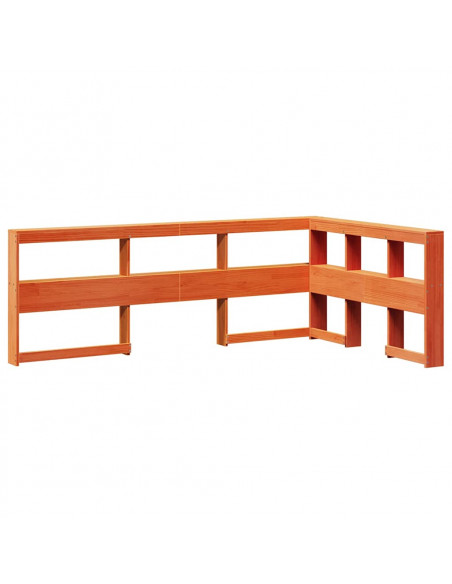 Testiera Libreria a L Marrone Cera 120cm Legno Massello di Pino
