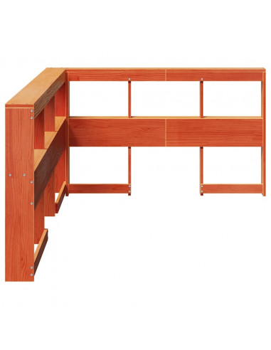 Testiera Libreria a L Marrone Cera 120cm Legno Massello di Pino