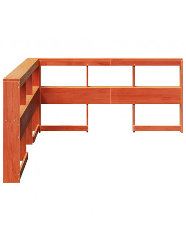 Testiera libreria a L marrone cera 135cm legno massello di pino