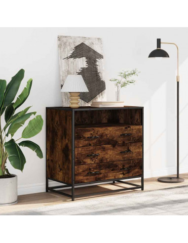 Cassettiera Rovere Fumo 70x41x70 cm in Legno Multistrato