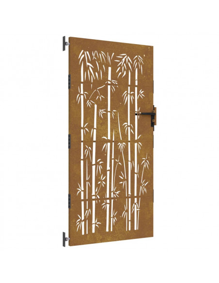 Cancello da Giardino 85x200 cm in Acciaio Corten Design Bambù