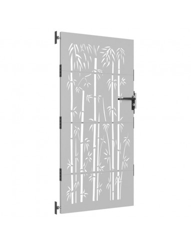 Cancello da Giardino 85x200 cm in Acciaio Corten Design Bambù