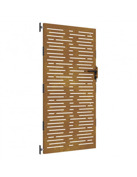 Cancello da Giardino 85x200 cm Acciaio Corten Design Quadrato