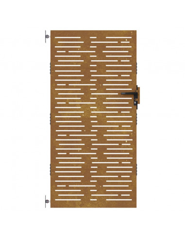 Cancello da Giardino 85x200 cm Acciaio Corten Design Quadrato
