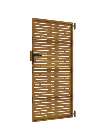 Cancello da Giardino 85x200 cm Acciaio Corten Design Quadrato