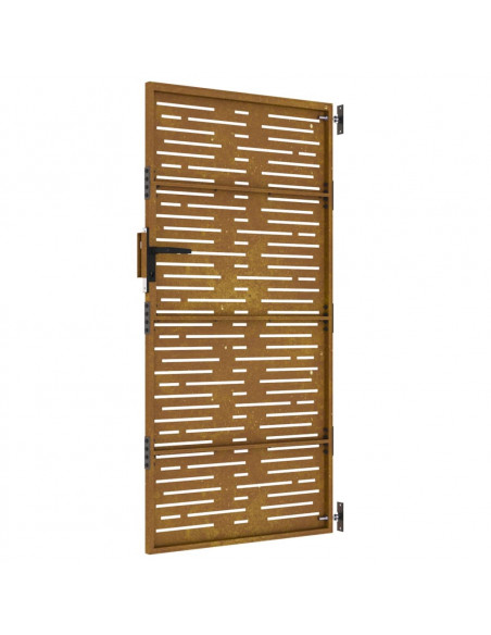 Cancello da Giardino 85x200 cm Acciaio Corten Design Quadrato