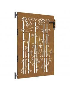 Cancello da Giardino 85x150 cm in Acciaio Corten Design Bambù