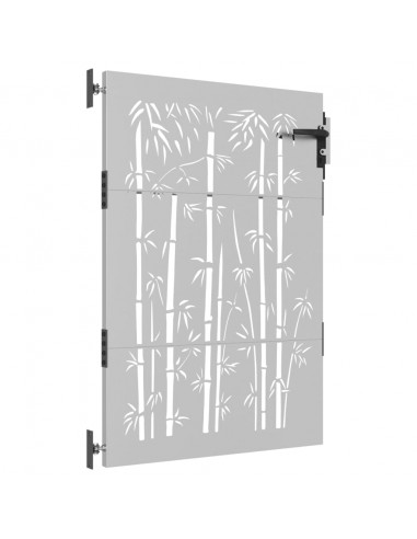 Cancello da Giardino 85x150 cm in Acciaio Corten Design Bambù