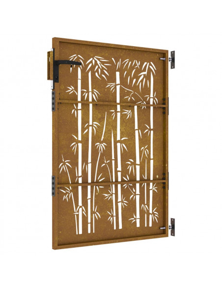 Cancello da Giardino 85x150 cm in Acciaio Corten Design Bambù