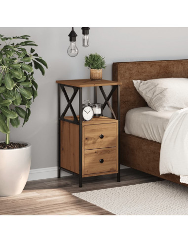 Comodino Rovere Artigianale 34x35,5x70 cm in Legno Multistrato