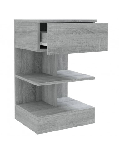 Comodino Grigio Sonoma 40x35x65 cm in Legno Multistrato