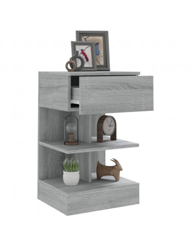 Comodino Grigio Sonoma 40x35x65 cm in Legno Multistrato