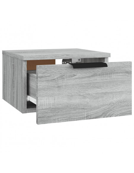 Comodino a Muro Grigio Sonoma 34x30x20 cm