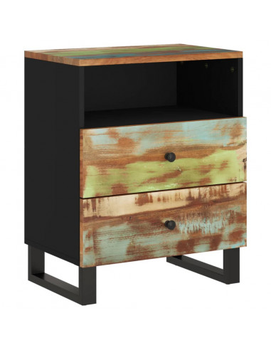 Comodino 50x33x62cm Legno Massello Recupero e Legno Multistrato