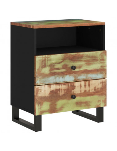 Comodino 50x33x62cm Legno Massello Recupero e Legno Multistrato