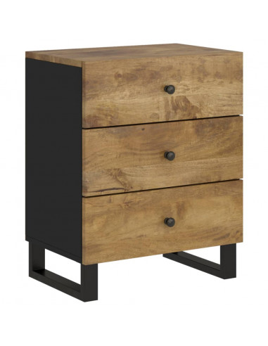 Comodino 50x33x62cm Legno Massello di Mango e Legno Multistrato